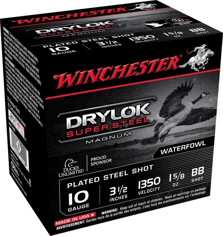 Winchester Drylok Super Steel Magnum 10 Gauge - 3.5&quot; - BB Steel - 1-5/8oz Payload - 1350 FPS - 25 Rounds