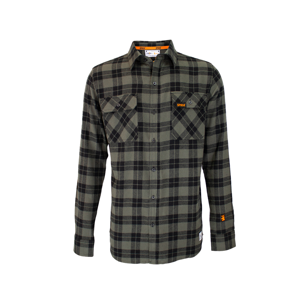 SPIKA GO CASUAL CHECK SHIRT - MENS, Colour: Olive, Size: Small