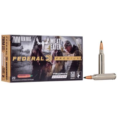 Federal Premium Trophy Copper Nickel Plated Brass 7mm Rem Mag 150 Grain 20-Rounds