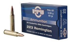 PPU Rifle Line 223 Rem Rifle Ammo, 55Gr FMJBT – 20Rds
