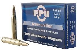 PPU PP3002 Standard Rifle 300 Win Mag 165 Gr Pointed Soft Point Boat Tail