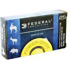 Federal Power-Shok 6mm Remington Ammo 100 Grain Soft Point