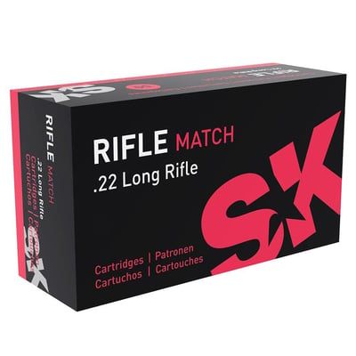 SK Ammunition 22 LR Rifle Match 40 Grain Lead Round Nose 50 Rounds