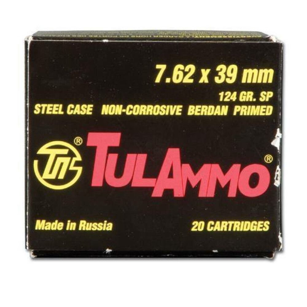 7.62x39 TulAmmo 124 Grain JSP Bullet 2330 fps 20 Rounds