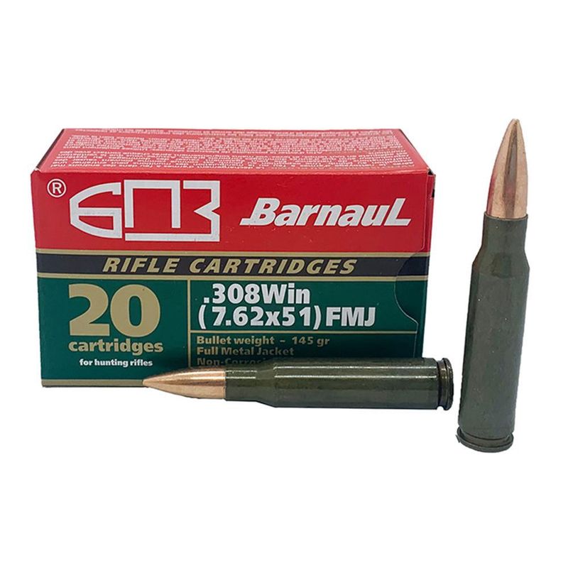 BARNAUL .308(7.62X51) 145GR FMJ NON-CORROSIVE STEEL CASE