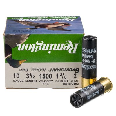 Remington Hi-Speed Steel 10 Gauge Shotshell 25 Rounds 3 1/2&quot; #2 Steel 1 3/8 Ounce