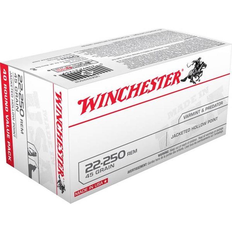 WINCHESTER WINCHESTER 22-250 REM 45 GRAIN JHP 40 ROUNDS