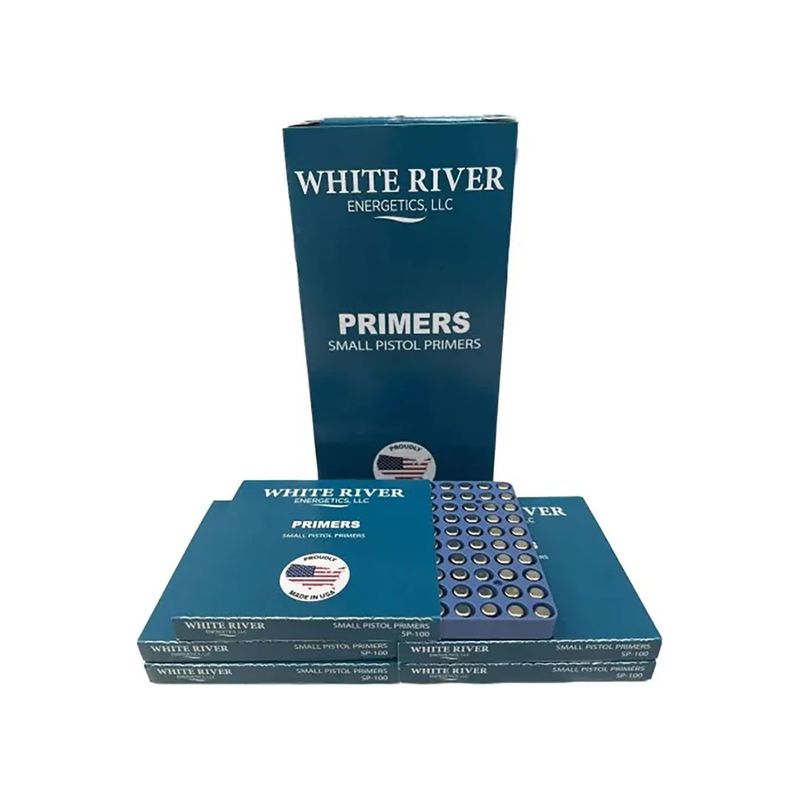 WHITE RIVER SMALL PISTOL PRIMER - 100 or 1000 PACK