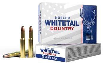 Nosler Whitetail Country 30-30 Winchester Ammo 150 Grain Solid Base Jacketed Soft Point Box of 20