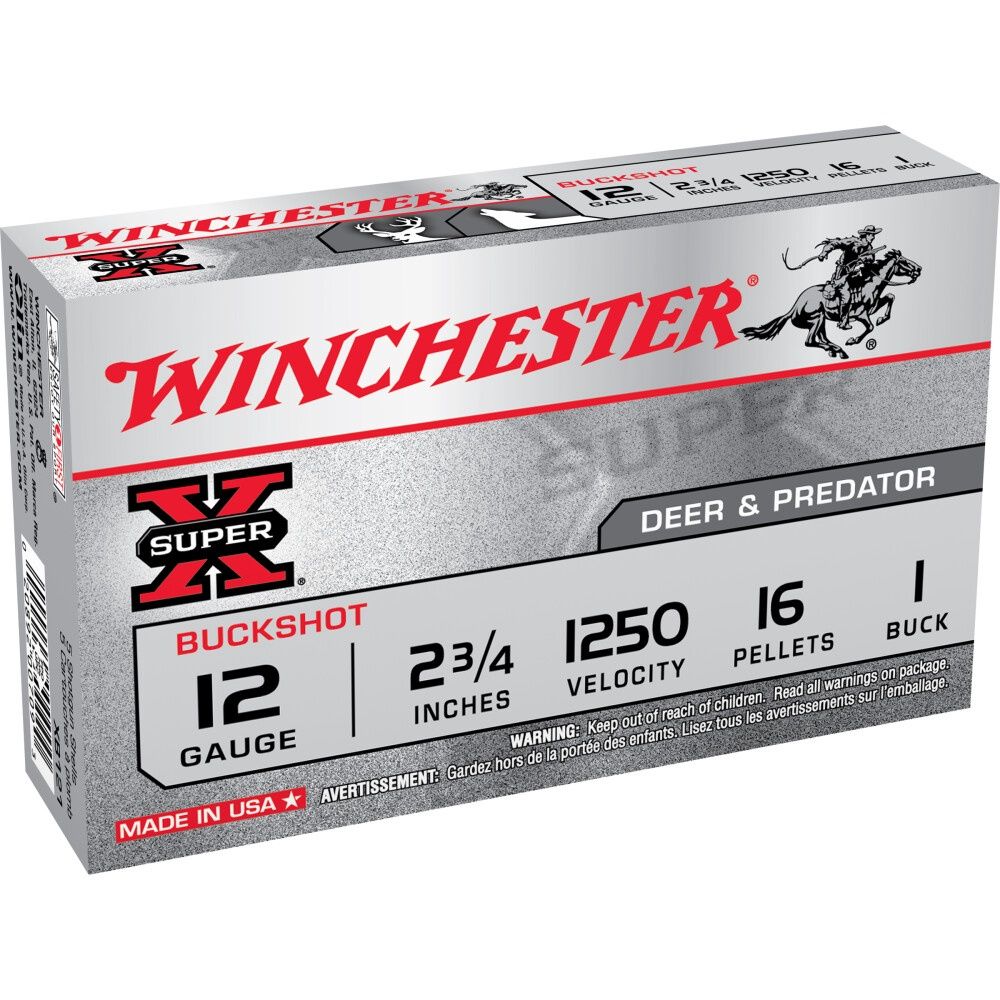 Winchester Super X 12Ga Buckshot, 2 3/4″ #1 Buckshot 16Pellets – 5Rds