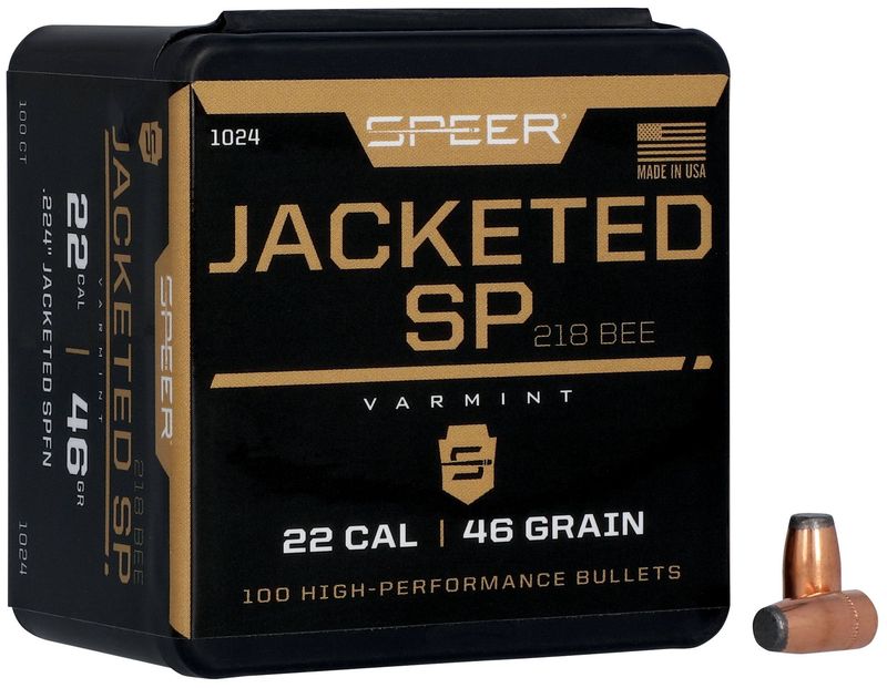 Speer Bullets Varmint Rifle 22 Caliber .224 46 GR Soft Point Flat Nose 100 Box