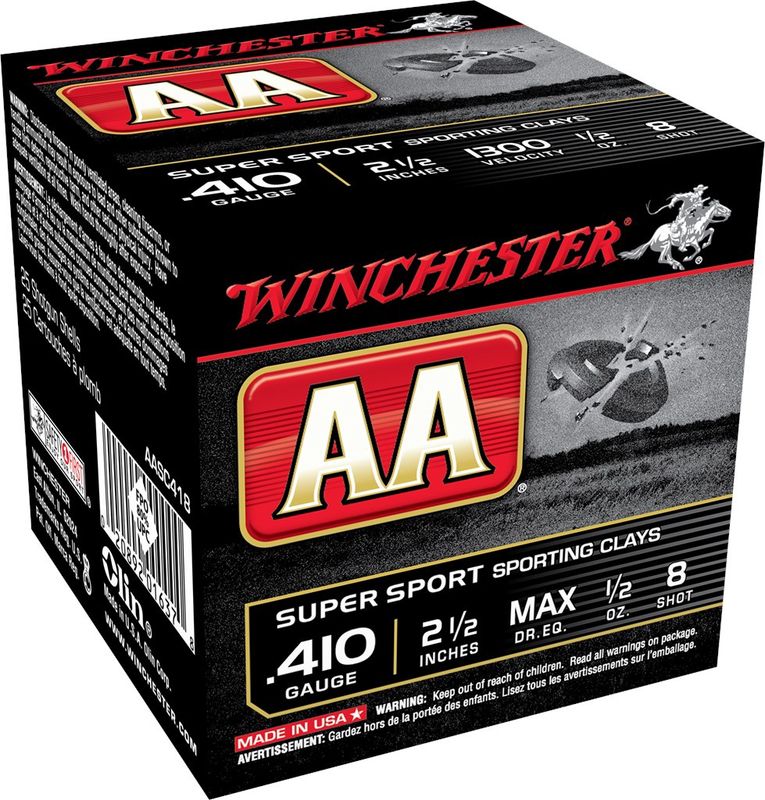 Winchester AA Super Sport Sporting Clays .410ga. 2.5″ 1/2oz. #8 – 25 Rounds