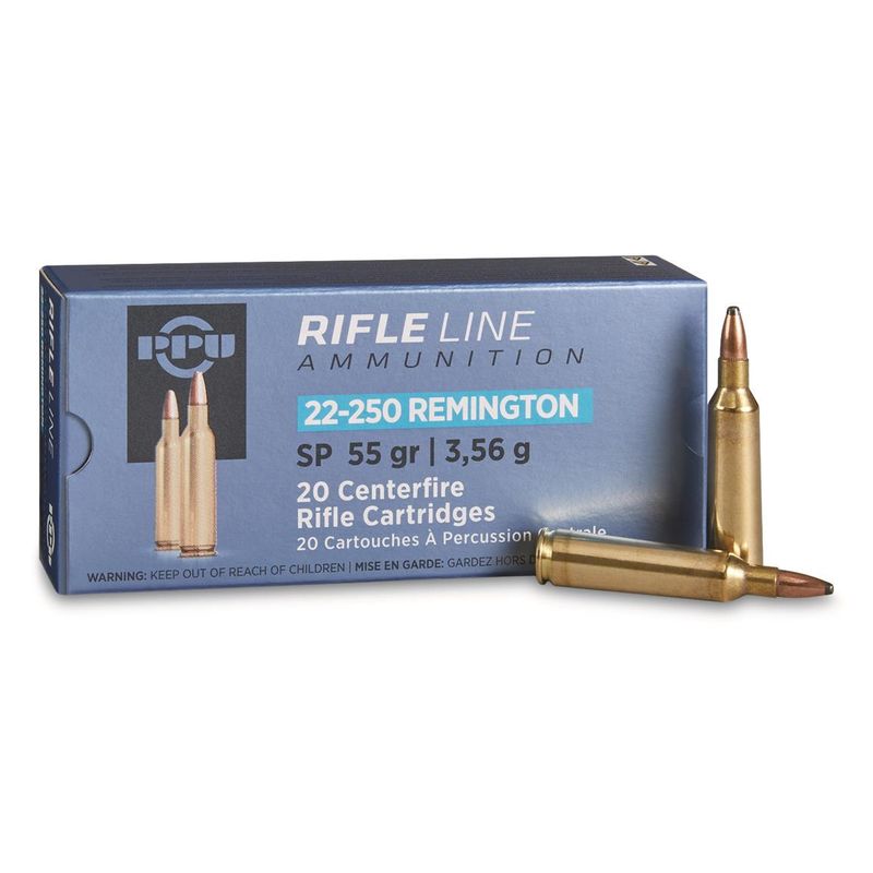 Prvi PPU 22-250 Rem Ammunition 55 Grain Soft Point 20 Rounds