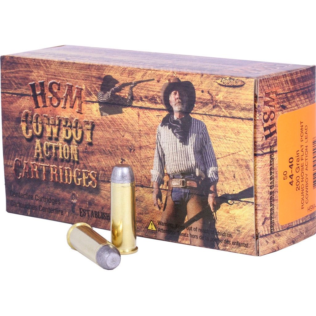 HSM Cowboy Action Cartridges Ammunition: 44-40 Win, 200 gr, RN FP Lead, 853 fps