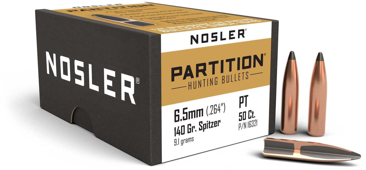 Nosler Partition 6.5mm .264" 140gr Spitzer Bullets (#16321)