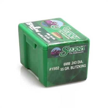 Sierra BlitzKing 6mm .243" 55gr Varmint Bullets (#1502)