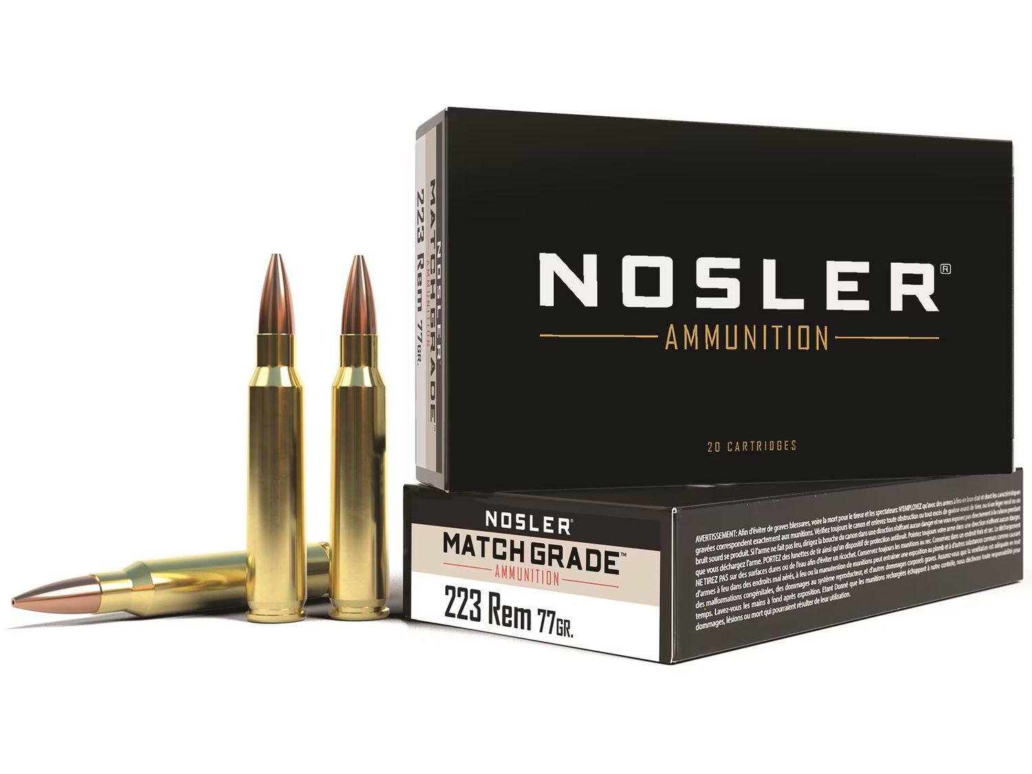 Nosler Match Grade .223 Rem 77gr HPBT Ammunition (#60011)