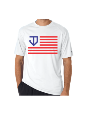 JD Approved Flag Short Sleeve Crew Dri-Fit Shirt - Red/Blue