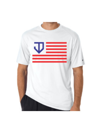 JD Approved Flag Short Sleeve Crew Dri-Fit Shirt - Red/Blue, Size: 4XL
