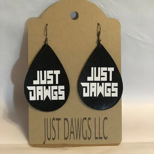 JD Earrings (One Sided), Color: JUST DAWGS - Black