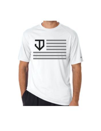 JD Approved Flag Short Sleeve Crew Dri-Fit Shirt  - White/Grey