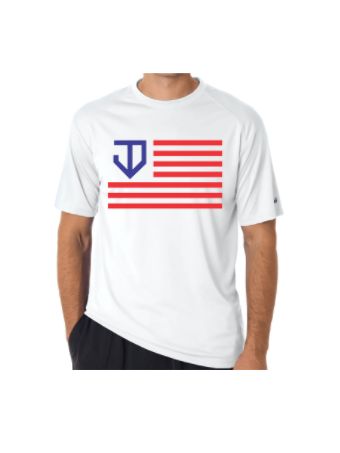 JD Approved Flag Short Sleeve Crew Dri-Fit Shirt - Red/Blue