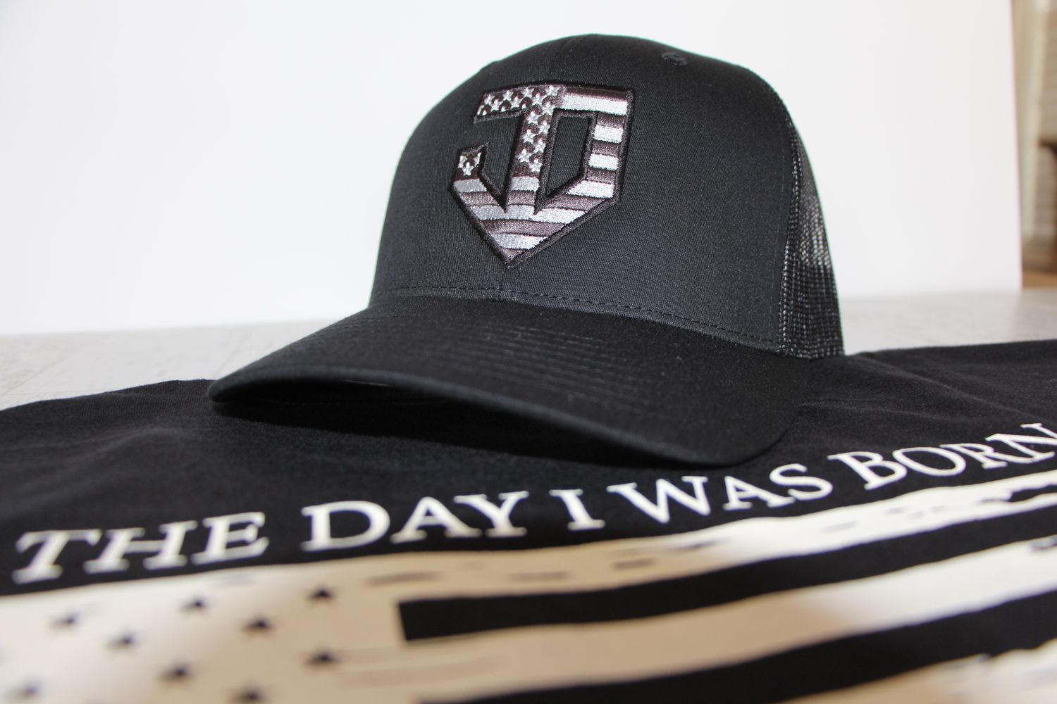 JD Flag Hat, Color: Black & Grey, Size: OSFM