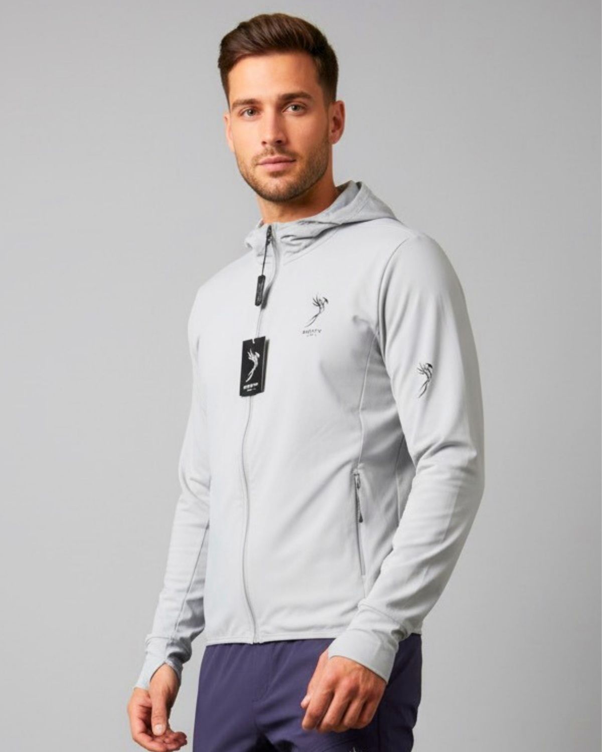 سويتر رياضي خفيف مع سحاب عالي للجنسين | Halo