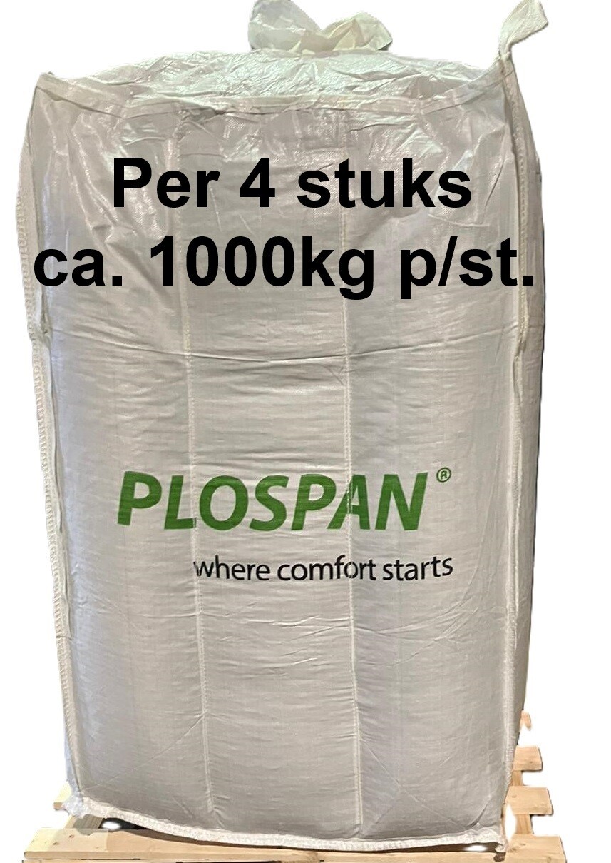 Big Bag Plospan Houtpellets &quot;wit&quot; 4 x ca. 1000 kg incl. levering aan huis met kooiaap.(meeneem heftruck)