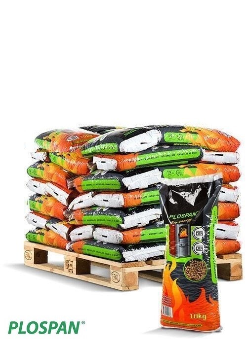 Plospan Houtpellets 10kg "Mix" A1 per pallet a 36 zakken exclusief verzendkosten  + dieseltoeslag(€ 60,50).