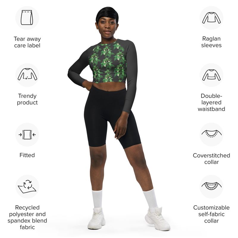 City Glory-Toronto Nettles&#39; Motif long-sleeve crop top