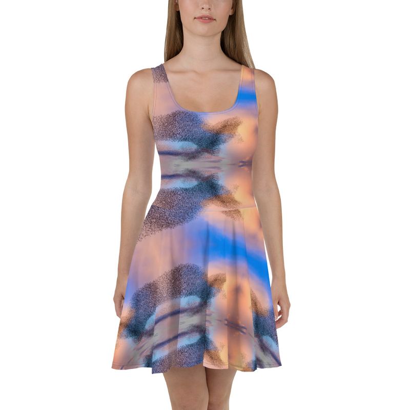 City Glory-Montego Bay Sky Motif Skater Dress