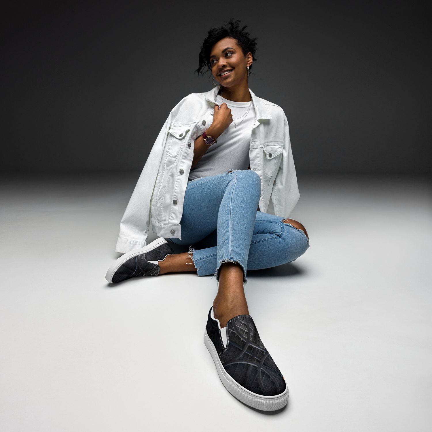City Glory-Paris Lace Motif Women’s slip-on canvas shoes