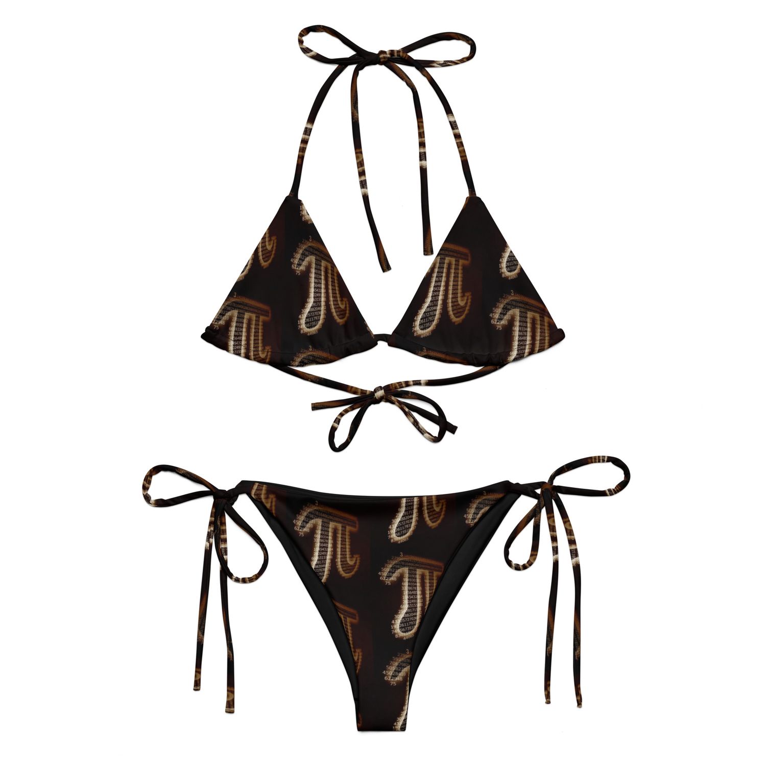 City Glory-Pi Abstract (Black &amp; Gold) All-over print string bikini