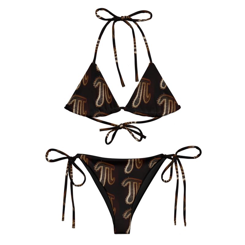 City Glory-Pi Abstract (Black &amp; Gold) All-over print string bikini