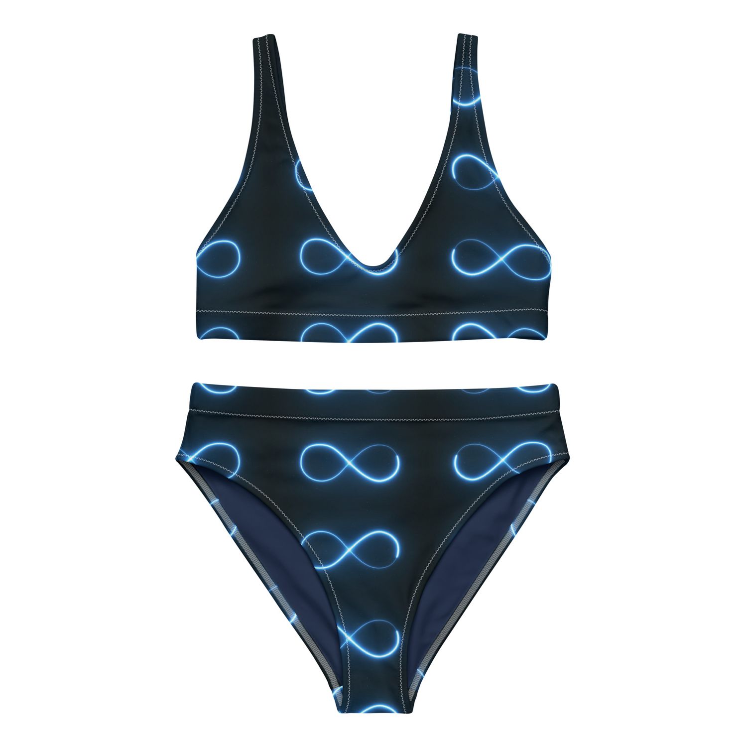 City Glory-Infinity Abstract (Navy &amp; Blue) high-waisted bikini
