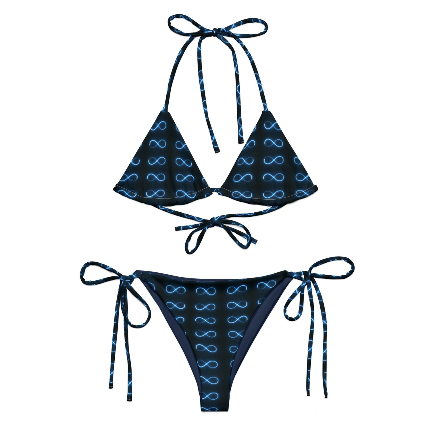 City Glory-Infinity Abstract (Navy &amp; Blue) All-over print string bikini