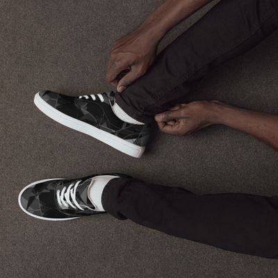 City Glory-Paris Black Diamond Abstract (Men’s lace-up canvas shoes)
