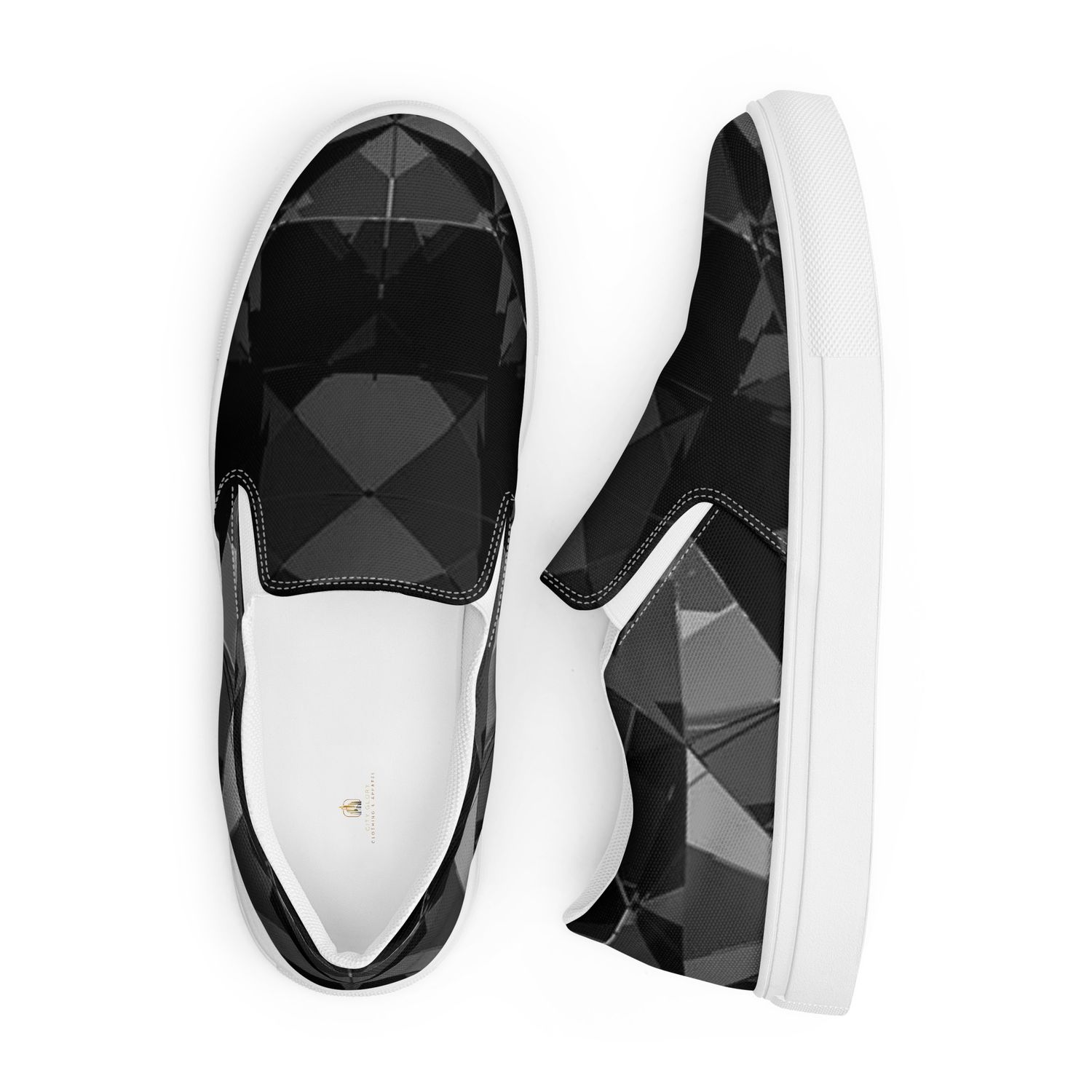 City Glory- Paris Black Diamond Abstract (Women’s slip-on canvas shoes)