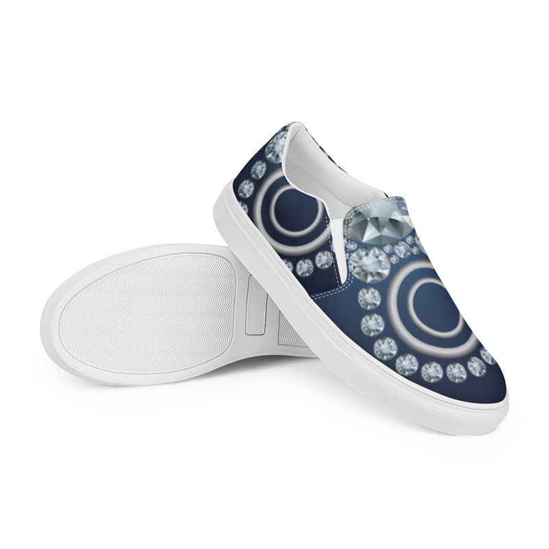 City Glory-Chicago Diamond Abstract (Women’s slip-on canvas shoes)