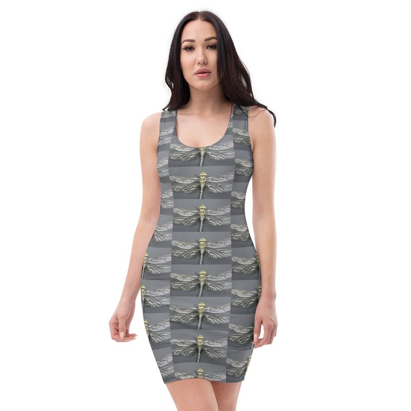 City Glory- Chicago Dragonfly Motif Bodycon dress
