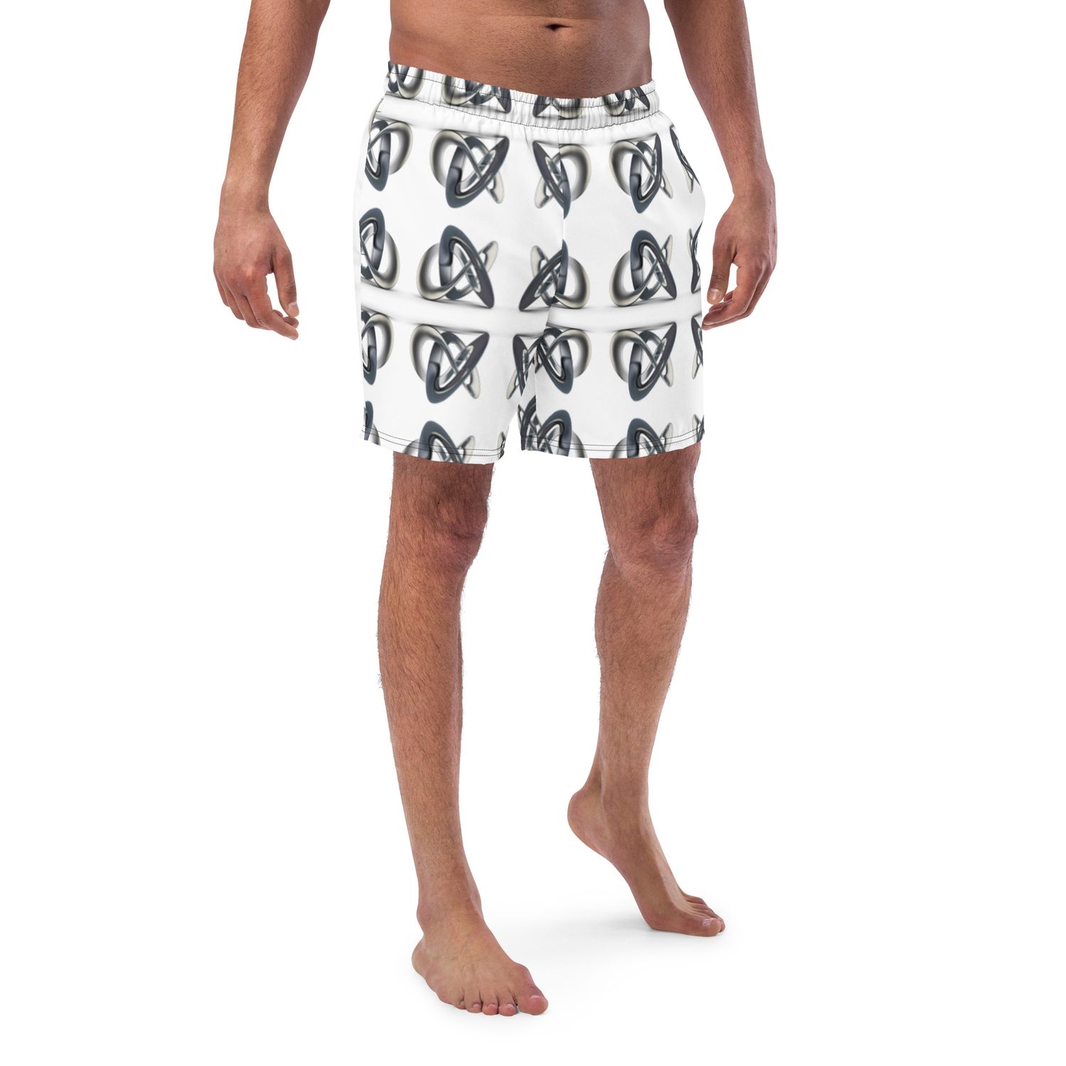 City Glory-Infinity Abstract (Silver) All-Over Print Swim Trunks