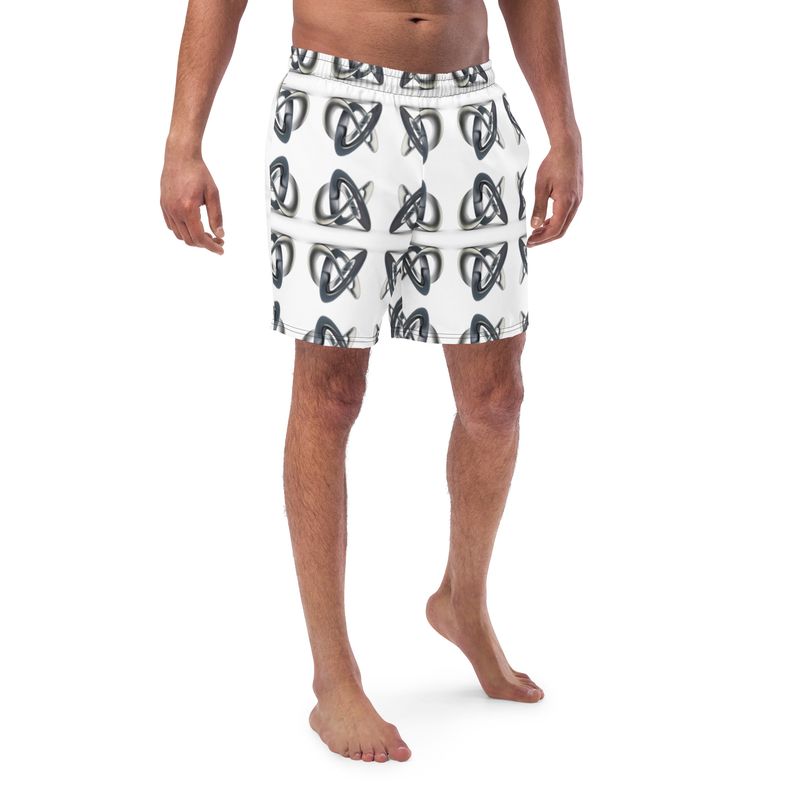 City Glory-Infinity Abstract (Silver) All-Over Print Swim Trunks
