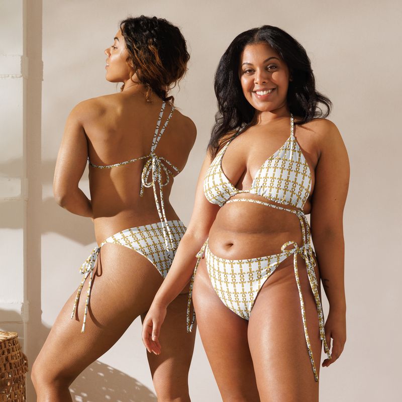 City Glory-Cairo Ankh Love Abstract All-over print string bikini