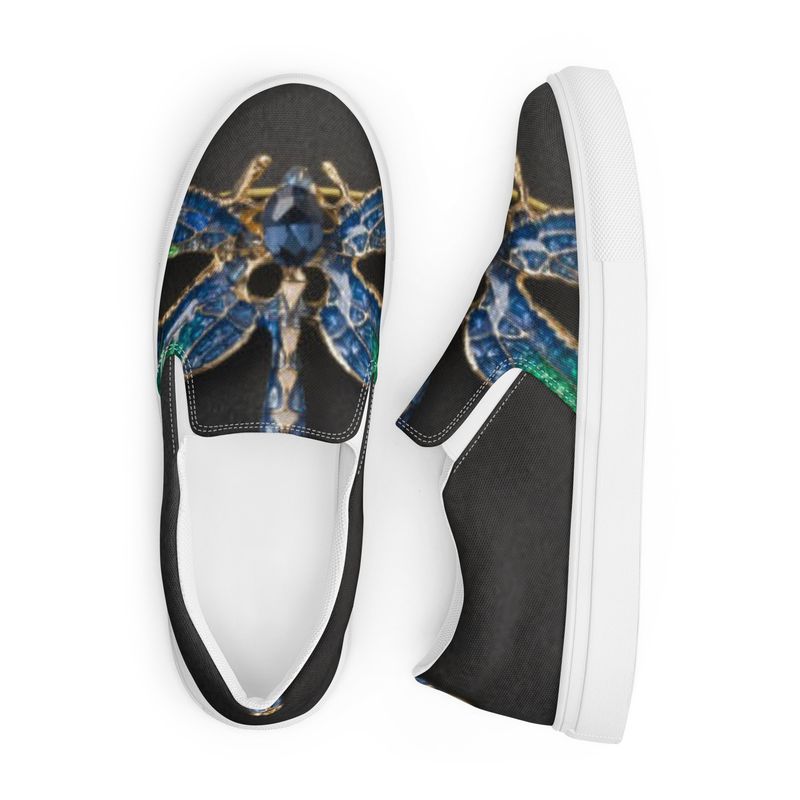 City Glory-Chicago Dragonfly Motif Women’s slip-on canvas shoes