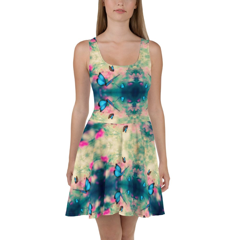 City Glory-Chicago Butterfly-Kaleidescope Motif Skater Dress
