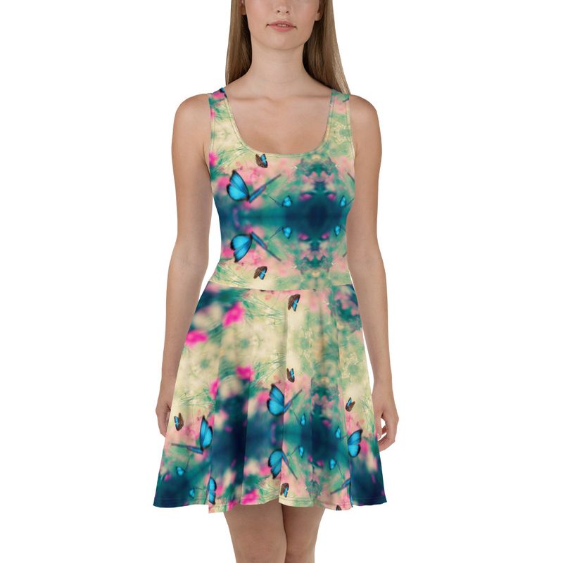 City Glory-Chicago Butterfly-Kaleidescope Motif Skater Dress