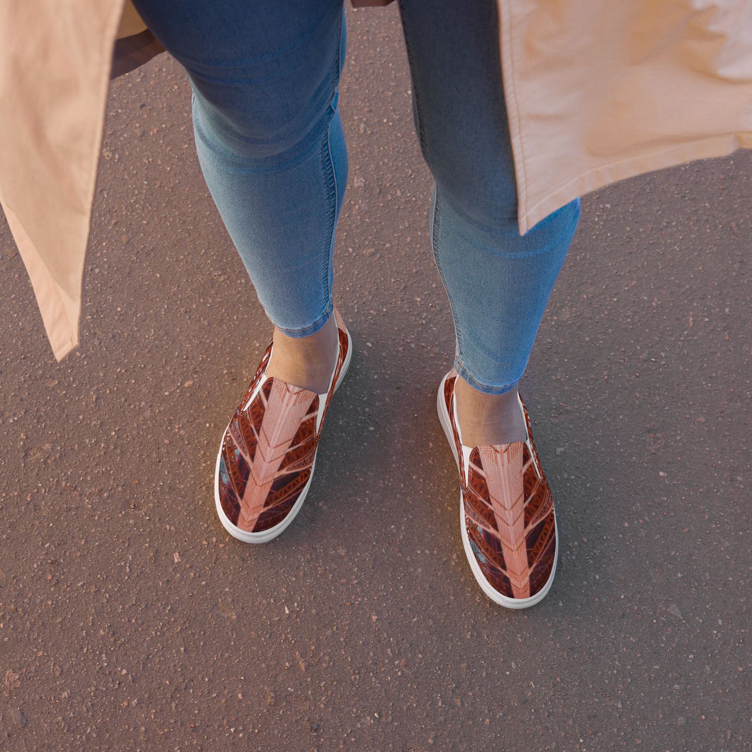 City Glory-Tokyo Tower Motif Women’s slip-on canvas shoes