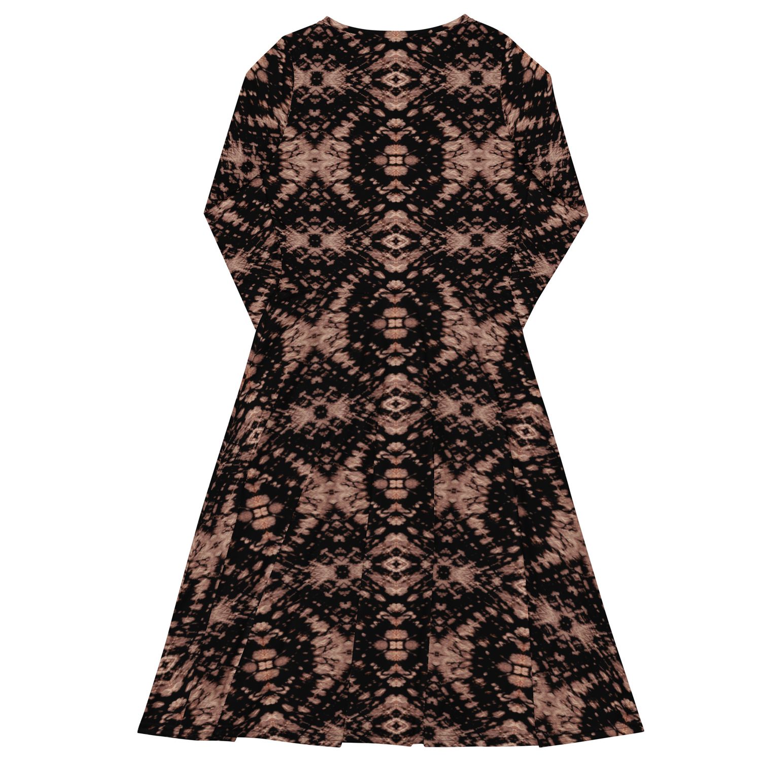 City Glory-Paris Diamond Motif (Pink and Black) All-over print long sleeve midi dress