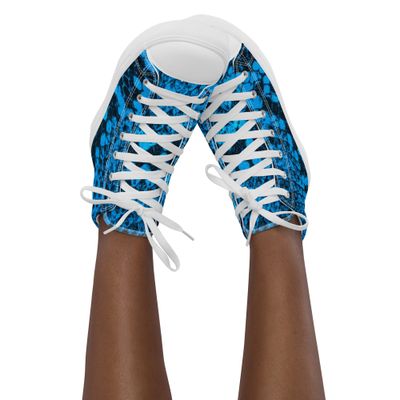 City Glory-Rare Blue Snake Motif Women’s high top canvas shoes